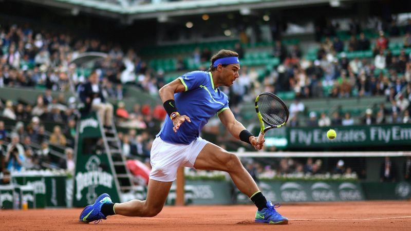 Rafael Nadal in action at Roland Garros Rafael Nadal in action at Roland Garros