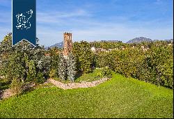 Between Italy and Switzerland: historical estate for sale with a villa, a tower, an outbui