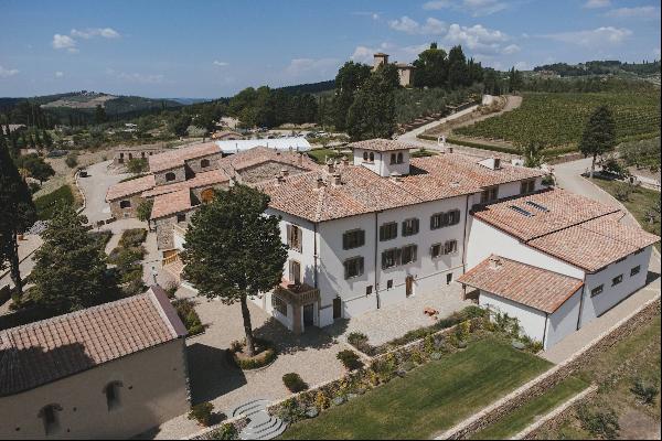 Villa Panzano surrounded by vineyards and olive groves