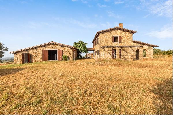 Panoramic stone farmhouse with olive groves and sea views