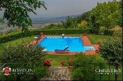 TUSCANY: LUXURY VILLA WITH PANORAMIC VIEW AND TENNIS COURT FOR SALE, AREZZO, POOL, OLIVE 