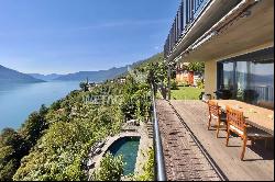 Spacious villa with guest house, outdoor-pool and view on Lake Maggiore for sale in Ronco