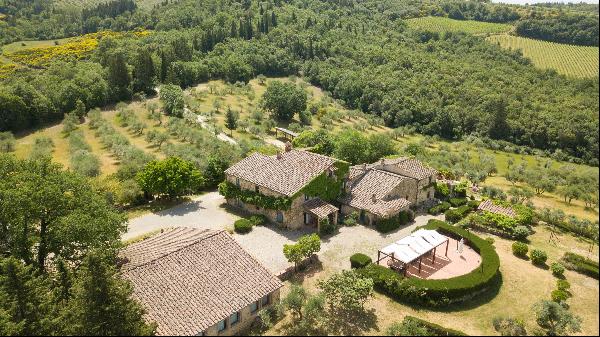 A genuine `podere` or farmstead with pool close to Castellina in Chianti.  Once lived in b