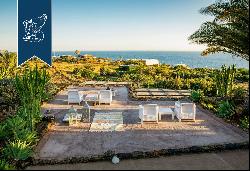 Eight typical buildings made of lava stone with pools inside a private area with gardens