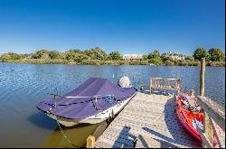 Water Mill spectacular post modern on Mecox Bay with dock