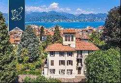 Elegant villa with a typical turret along Piedmont's shores of Lake Maggiore