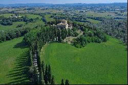 Prestigious Castello d'Orcia with a panorama of the Val d'Orcia valley
