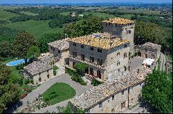 Prestigious Castello d'Orcia with a panorama of the Val d'Orcia valley