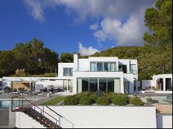 Modern villa with sea view for vacation rental near Ibiza Town.