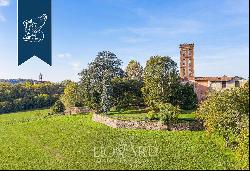 Between Italy and Switzerland: historical estate for sale with a villa, a tower, an outbui