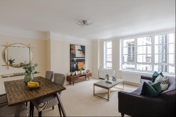 A two bedroom flat with private underground parking on Clarges Street in Mayfair.