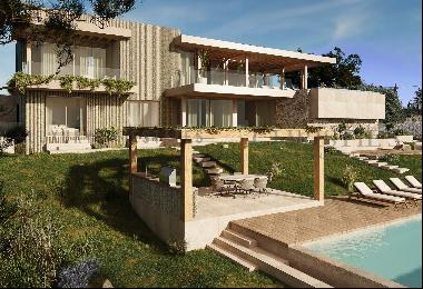 Atmospheric new construction villa in Cala Vinyas with views of the bay of Palma
