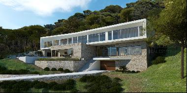Modern project for new construction villa in Sol de Mallorca with partial sea view