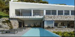 Modern project for new construction villa in Sol de Mallorca with partial sea view