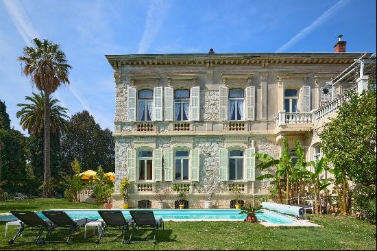 Nice Cimiez : Belle-Epoque Mansion garden & pool, panoramic view