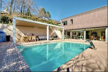 Villa with private garden, pool & view of Lake Lugano for sale in Carona