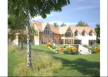 A plot of land with planning permission for an 8,600 sq ft house with garaging with beauti
