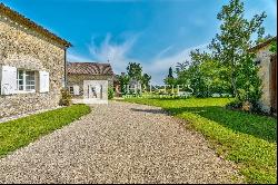 Two stone houses with pool and tennis court near Saint-Emilion