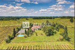 Two stone houses with pool and tennis court near Saint-Emilion