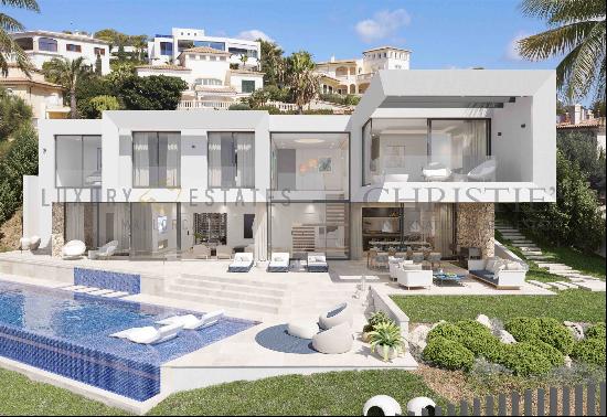 New construction villa in Nova Santa Ponsa with sea view