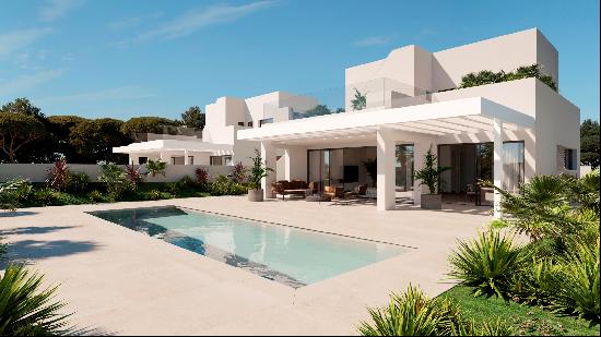 Modern newly built villas with private pools and gardens near Cala Llenya beach, Santa Eul