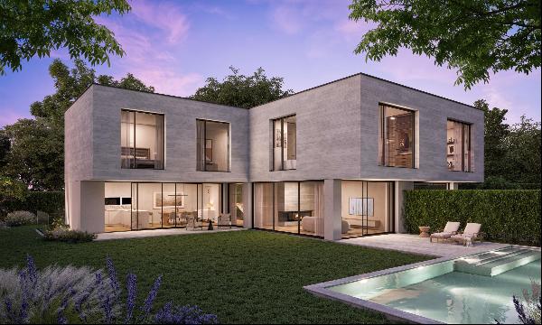 Luxurious, contemporary architect's villa under construction in Vessy, Geneve.