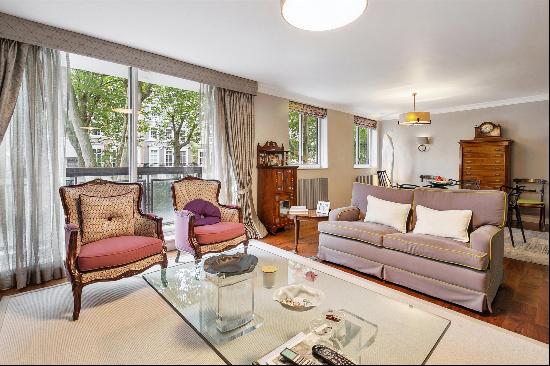 A three bedroom lateral apartment with private garage, in Knightsbridge.