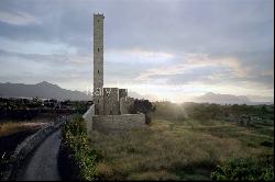 Ancient water tower near the sea in Bagheria