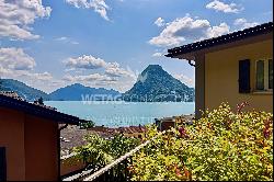 Lugano-Castagnola: elegant triplex penthouse for sale with pool, lake view & close to Lug