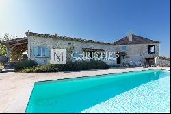 Country estate with guest house, pool and 7 acres, super views, proximity to Duras