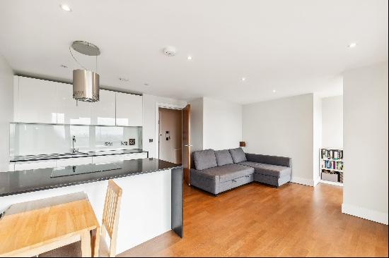 A modern one bedroom apartment on the 19th floor of Crawford Building.