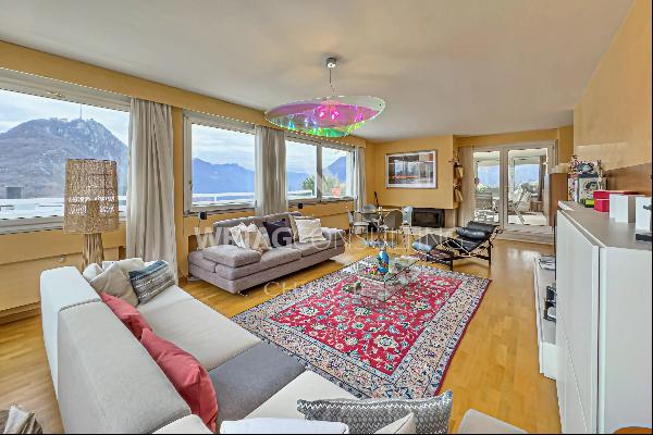Elegant penthouse apartment with view of Lake Lugano in Lugano-Carona for sale