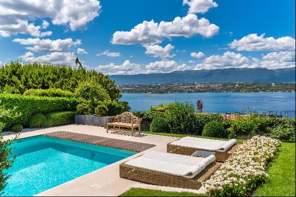 Exceptional property with a magnificent view of the lake and jet d’eau in Cologny, Genève.