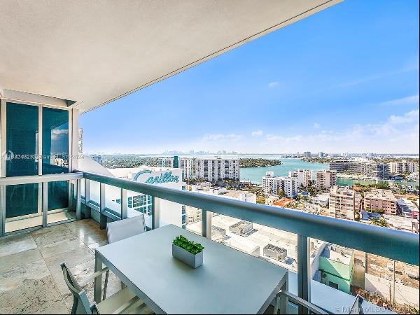 Stunning west-facing views from high floor furnished turnkey unit in prestigious North Tow