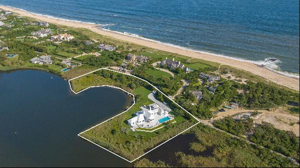 In a prime East Hampton Village location, this property is surrounded by preserved land, n
