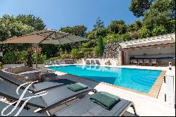 Biot- Panoramic view of village and sea