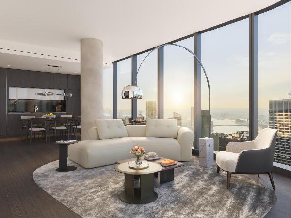 Residence 74B at The Greenwich by Rafael Vi oly is a generously sized one-bedroom, one-and