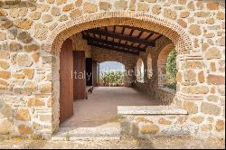 Panoramic stone farmhouse with olive groves and sea views