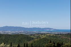 Panoramic stone farmhouse with olive groves and sea views