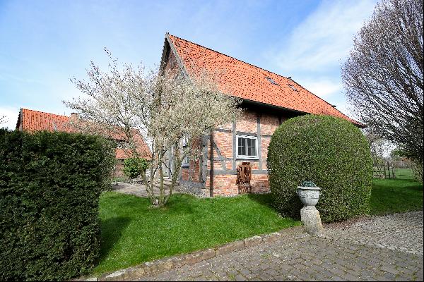 Historic half-timbered house directly on the landscape protection area