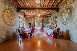 Historic castle at the foot of the Alps