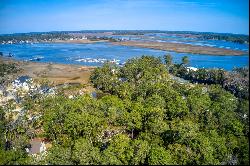 Picturesque lagoon lot with birds and draping oak tree