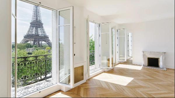 Modern apartment with exceptional Eiffel Tower views.