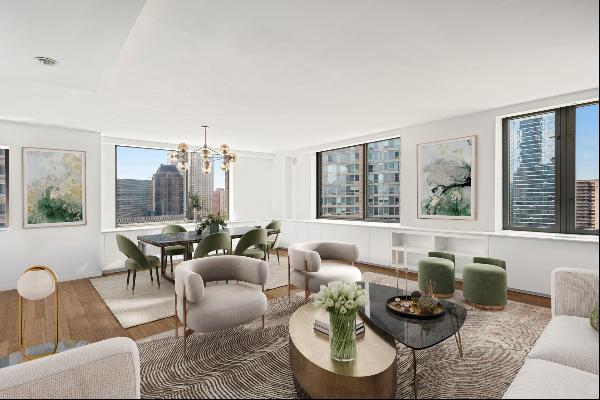 Nestled high on the 26th floor of Lincoln Square's sought-after condominium, this converti