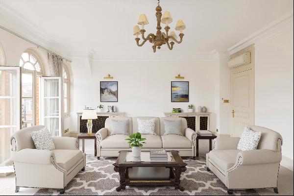 Lateral, south facing, three bedroom apartment for sale on Mount Street in Mayfair.