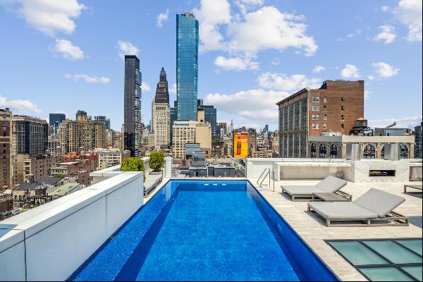 The triplex penthouse offers the most stunning private pool in all of Manhattan - a thirty