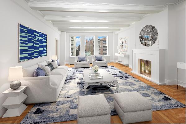 Welcome to 911 Park Avenue Apt 6B. A semi-private landing opens to a grand 12 room home