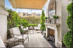 A lavish white Stucco-fronted townhouse in Belgravia.