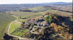 Chianti Classico vineyards with ancient hamlet, Siena - Tuscany