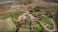 Chianti Classico vineyards with ancient hamlet, Siena - Tuscany